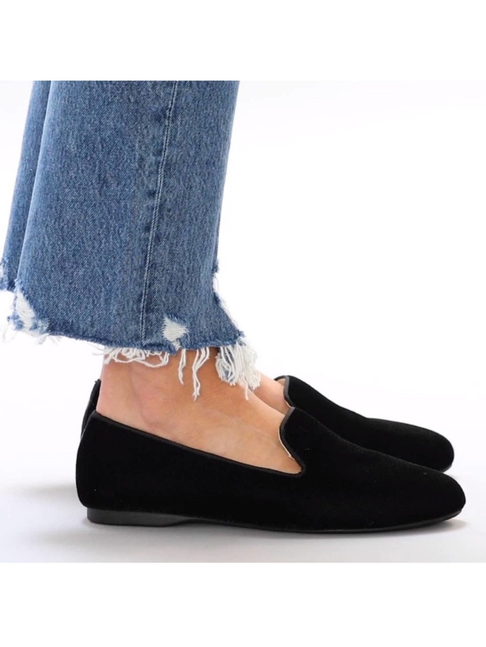 Birdies Black Velvet Flats Loafers